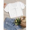 imageFloerns Womens Plaid Print Short Sleeve Tie Front Scoop Neck Crop Top TeeWhite Cream