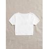 imageFloerns Womens Plaid Print Short Sleeve Tie Front Scoop Neck Crop Top TeeWhite Cream