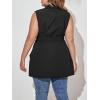 imageFloerns Womens Plus M Slit Asymmetrical Hem Sleeveless Belted Solid Vest BlazerBlack