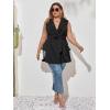 imageFloerns Womens Plus M Slit Asymmetrical Hem Sleeveless Belted Solid Vest BlazerBlack