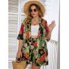 imageFloerns Womens Plus Size 2 Piece Outfit Tropical Print Kimono Top and Shorts SetA Multicolor