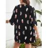 imageFloerns Womens Plus Size 2 Piece Outfit Tropical Print Kimono Top and Shorts SetBlack Feather