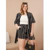 imageFloerns Womens Plus Size 2 Piece Outfit Tropical Print Kimono Top and Shorts SetBlack and White