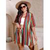 imageFloerns Womens Plus Size 2 Piece Outfit Tropical Print Kimono Top and Shorts SetRainbow Multi