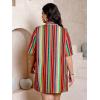 imageFloerns Womens Plus Size 2 Piece Outfit Tropical Print Kimono Top and Shorts SetRainbow Multi