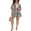imageFloerns Womens Plus Size 2 Piece Outfit Tropical Print Kimono Top and Shorts SetS Dark Blue