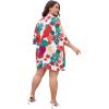 imageFloerns Womens Plus Size 2 Piece Outfit Tropical Print Kimono Top and Shorts SetWhite Red Floral