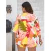 imageFloerns Womens Plus Size 2 Piece Outfit Tropical Print Kimono Top and Shorts SetYellow Gold