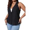 imageFloerns Womens Plus Size Button Down Lapel Neck Vest Sleeveless Blazer Suit JacketsBlack