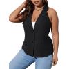 imageFloerns Womens Plus Size Button Down Lapel Neck Vest Sleeveless Blazer Suit JacketsBlack