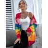 imageFloerns Womens Rainbow Striped Print Button Front Long Sleeve Cardigan SweaterMulti