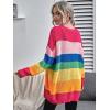 imageFloerns Womens Rainbow Striped Print Button Front Long Sleeve Cardigan SweaterMulti