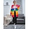 imageFloerns Womens Rainbow Striped Print Button Front Long Sleeve Cardigan SweaterMulti