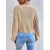imageFloerns Womens Solid Long Sleeve Button Down V Neck Cardigan Crop Top SweaterApricot
