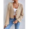 imageFloerns Womens Solid Long Sleeve Button Down V Neck Cardigan Crop Top SweaterApricot