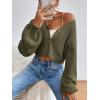 imageFloerns Womens Solid Long Sleeve Button Down V Neck Cardigan Crop Top SweaterArmy Green