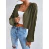imageFloerns Womens Solid Long Sleeve Button Down V Neck Cardigan Crop Top SweaterArmy Green