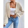 imageFloerns Womens Solid Long Sleeve Button Down V Neck Cardigan Crop Top SweaterBeige