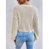 imageFloerns Womens Solid Long Sleeve Button Down V Neck Cardigan Crop Top SweaterBeige