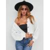 imageFloerns Womens Solid Long Sleeve Button Down V Neck Cardigan Crop Top SweaterWhite