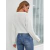 imageFloerns Womens Solid Long Sleeve Button Down V Neck Cardigan Crop Top SweaterWhite