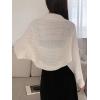 imageFloerns Womens Solid Open Front Knitwear Flared Long Sleeve Crop Cardigan SweaterWhite