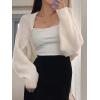imageFloerns Womens Solid Open Front Knitwear Flared Long Sleeve Crop Cardigan SweaterWhite