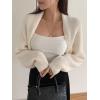 imageFloerns Womens Solid Open Front Knitwear Flared Long Sleeve Crop Cardigan SweaterWhite