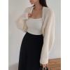 imageFloerns Womens Solid Open Front Knitwear Flared Long Sleeve Crop Cardigan SweaterWhite