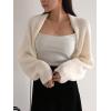 imageFloerns Womens Solid Open Front Knitwear Flared Long Sleeve Crop Cardigan SweaterWhite