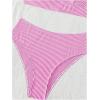 imageFloerns Womens Striped 2 Piece Ruffled Trim Crop Tops High Waist Thong Bikini SetsHot Pink