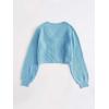 imageFloerns Womens V Neck Long Sleeve Button Knit Cardigan Crop Sweater Lilac Purple LBlue