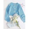 imageFloerns Womens V Neck Long Sleeve Button Knit Cardigan Crop Sweater Lilac Purple LBlue