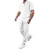 imageFloerns Mens Solid Button Down Short Sleeve Shirts with Pants Set 2 Piece OutfitWhite