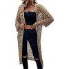 imageFloerns Womens Hollow Out Drop Shoulder 34 Sleeve Open Front Cardigan SweaterKhaki