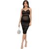 imageFloerns Womens Maternity 2 Piece Outfit Mesh Crop Cami Top and Pencil Skirt SetBlack