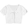 imageFloerns Womens Plaid Print Short Sleeve Tie Front Scoop Neck Crop Top TeeWhite Cream