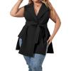 imageFloerns Womens Plus M Slit Asymmetrical Hem Sleeveless Belted Solid Vest BlazerBlack