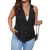 imageFloerns Womens Plus Size Button Down Lapel Neck Vest Sleeveless Blazer Suit JacketsBlack