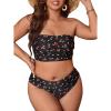 imageFloerns Womens Plus Size Strapless Bandeau Tube Two Piece Bikini Swimsuit