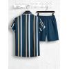 imageFloerns Mens Two Piece Outfit Printed Shirt Top and Drawstring Waist Shorts SetForest Green White