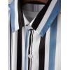 imageFloerns Mens Two Piece Outfit Printed Shirt Top and Drawstring Waist Shorts SetLight Blue Striped