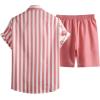 imageFloerns Mens Two Piece Outfit Printed Shirt Top and Drawstring Waist Shorts SetPink Flamingo