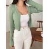 imageFloerns Womens Button Down Solid Crop Cardigan Long Sleeve V Neck Knit TopsMint Green