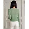 imageFloerns Womens Button Down Solid Crop Cardigan Long Sleeve V Neck Knit TopsMint Green
