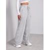 imageFloerns Womens Causal Drawstring High Waist Baggy Straight Wide Leg Sweatpants with PocketsA Grey