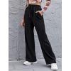imageFloerns Womens Causal Drawstring High Waist Baggy Straight Wide Leg Sweatpants with PocketsBlack