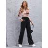 imageFloerns Womens Causal Drawstring High Waist Baggy Straight Wide Leg Sweatpants with PocketsBlack