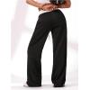 imageFloerns Womens Causal Drawstring High Waist Baggy Straight Wide Leg Sweatpants with PocketsBlack Colorblock