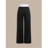 imageFloerns Womens Causal Drawstring High Waist Baggy Straight Wide Leg Sweatpants with PocketsBlack Colorblock